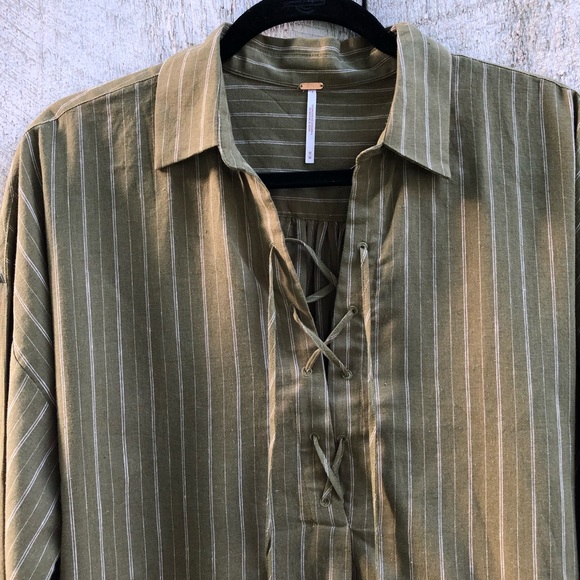 Free People | under the boardwalk green shirt - Picture 4 of 5